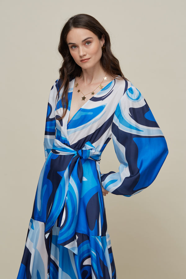 Ivy Liquid Blue Silk Dress