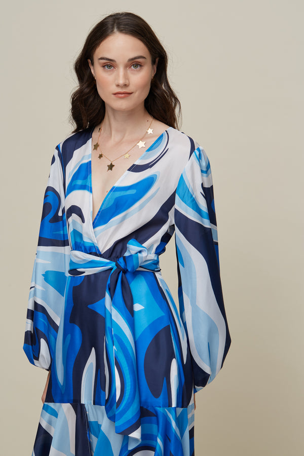 Ivy Liquid Blue Silk Dress