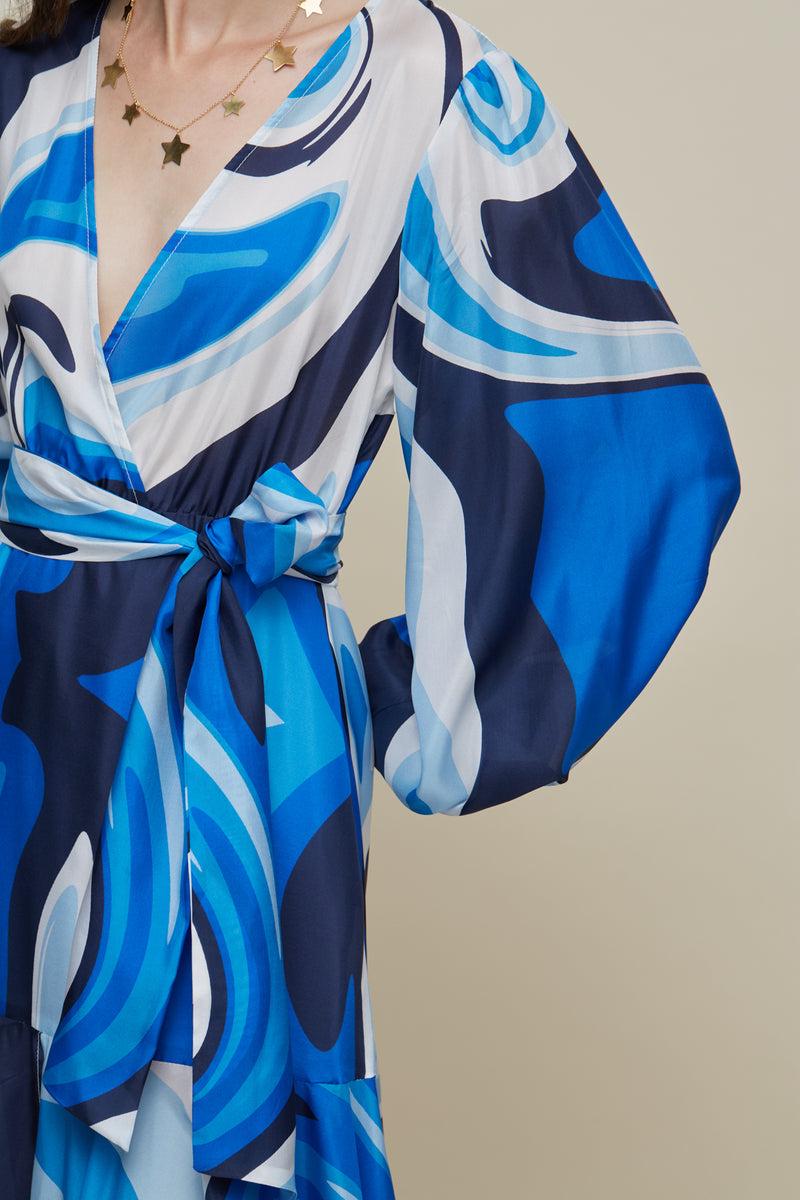 Ivy Liquid Blue Silk Dress