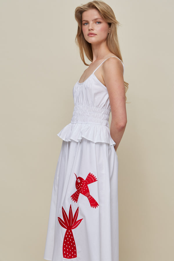 Dayse Birds & Palm White Dress