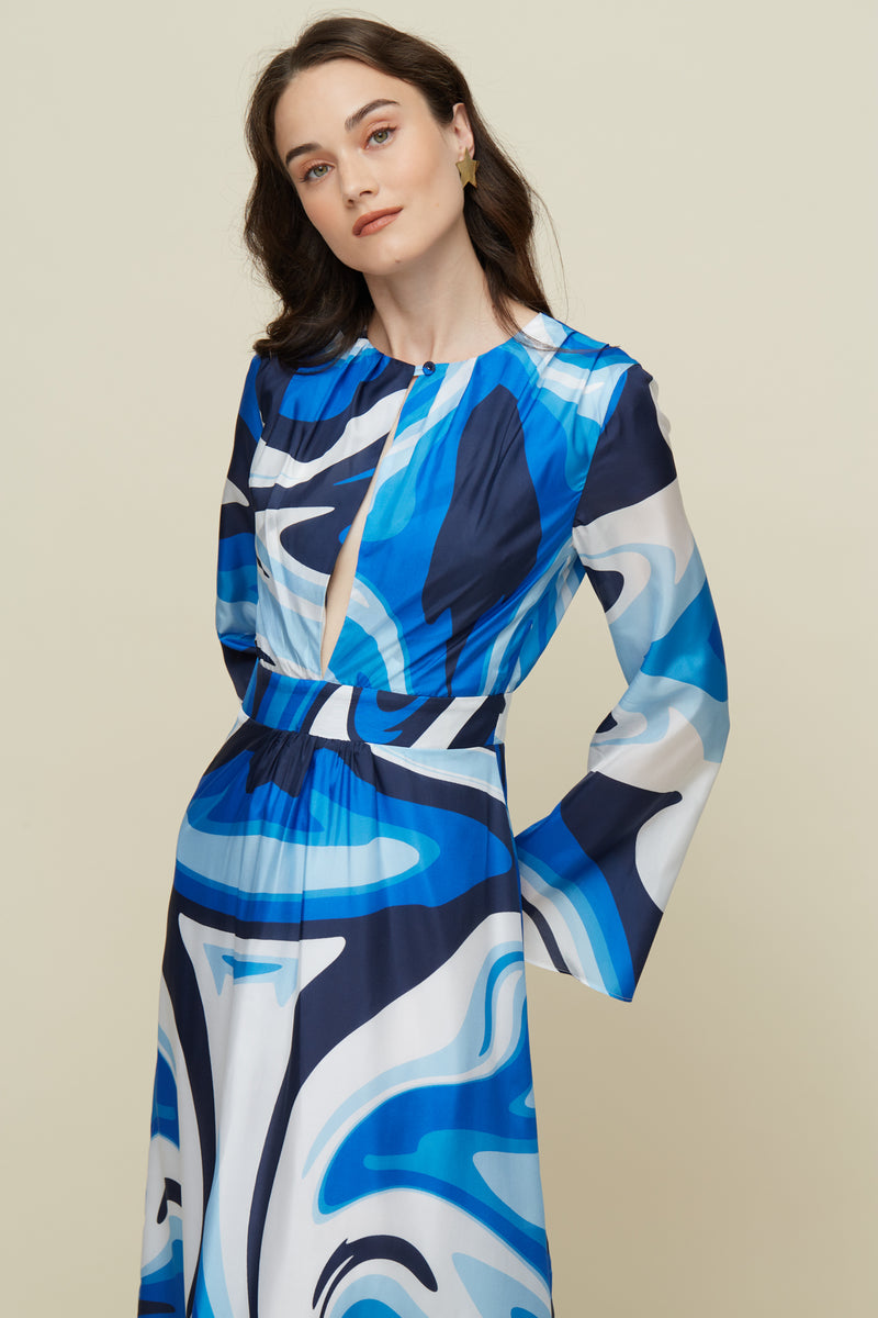 Lavander Liquid Blue Silk Dress