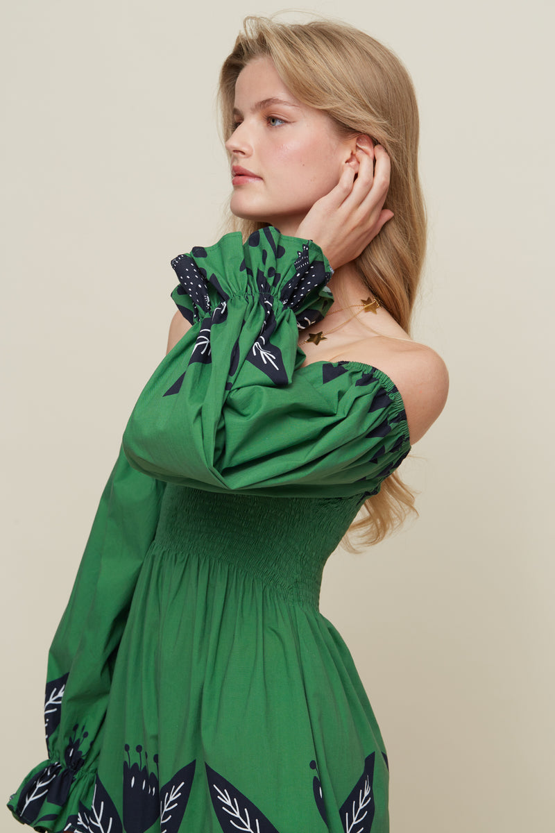 Hortencia Floresta Green Dress