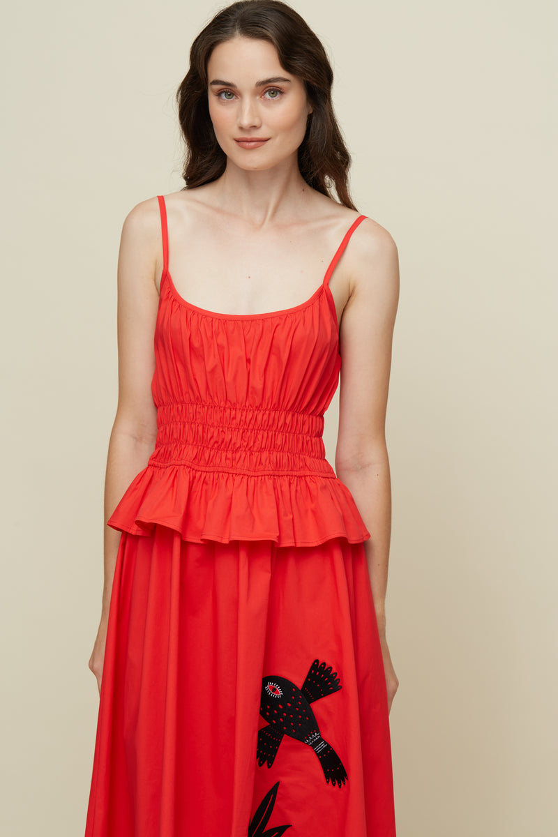 Dayse Birds & Palm Red Dress