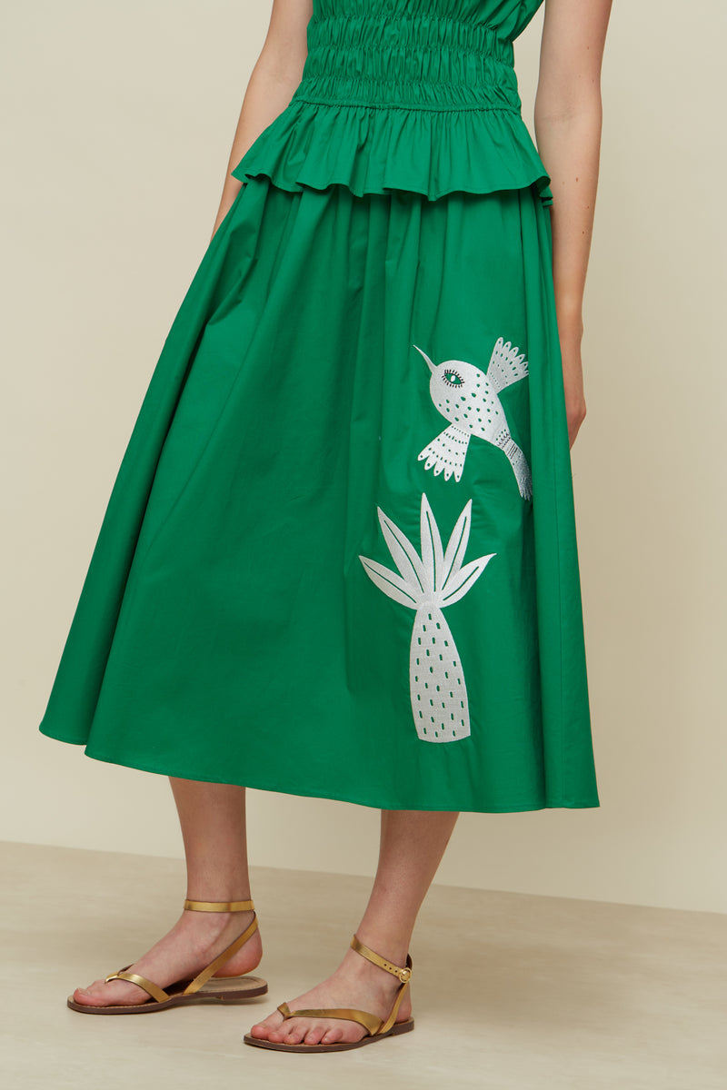 Dayse Birds & Palm Green Dress