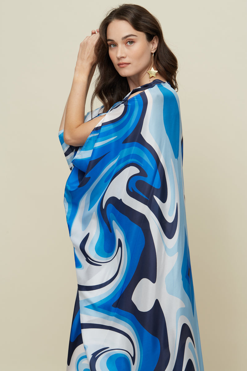 Ilectra Liquid Blue Silk Kaftan