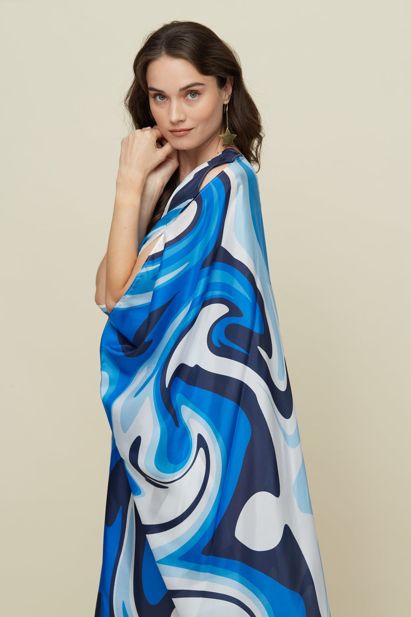 Ilectra Liquid Blue Silk Kaftan