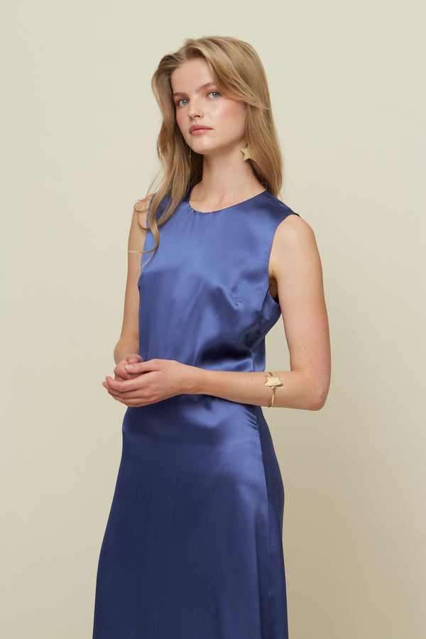 Iris Blue Silk Dress