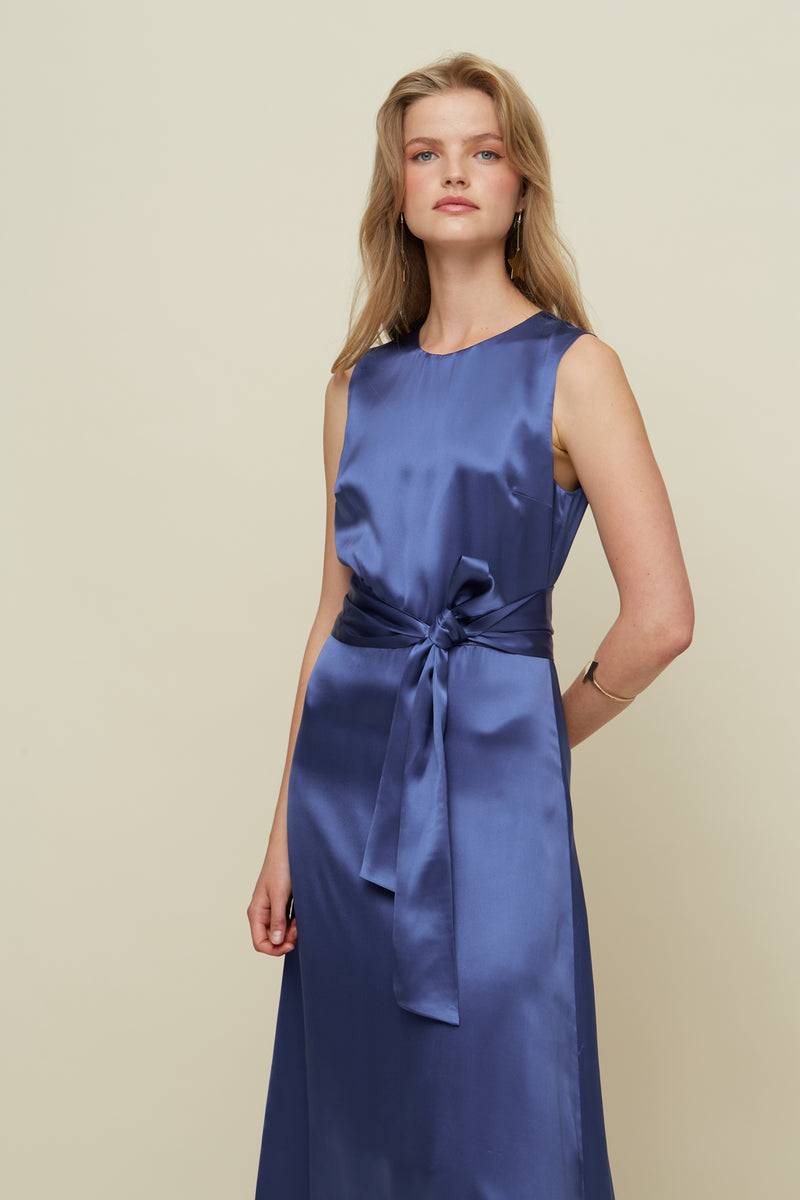 Iris Blue Silk Dress