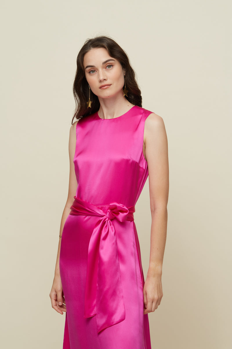 Iris Fucsia Silk Dress