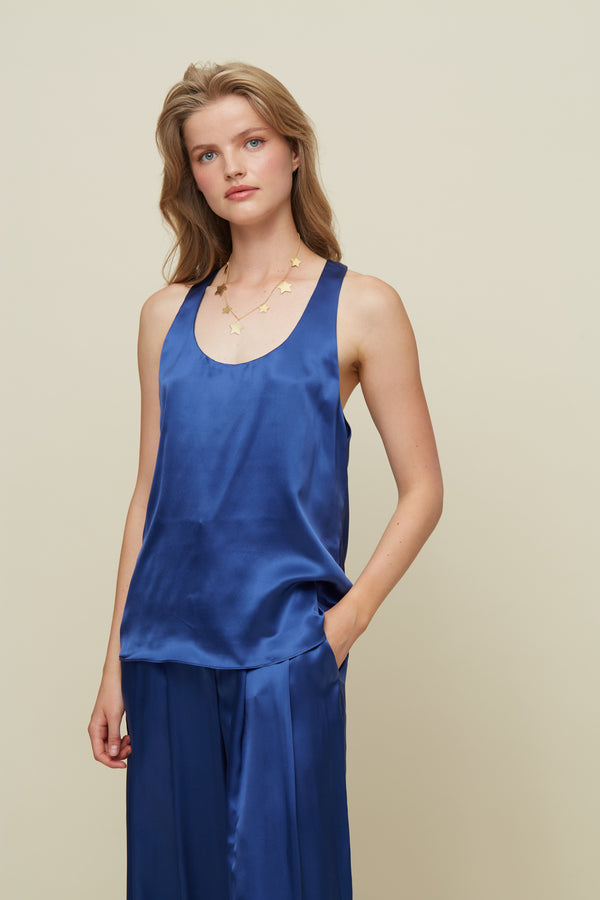 Ipanema Blue Silk Top