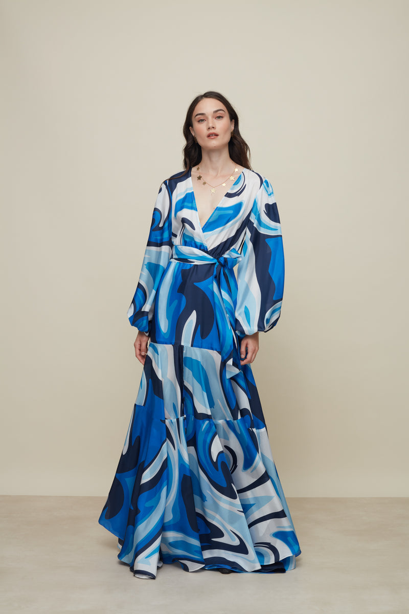 Ivy Liquid Blue Silk Dress