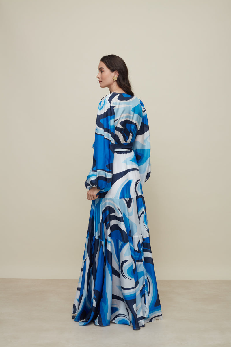 Ivy Liquid Blue Silk Dress