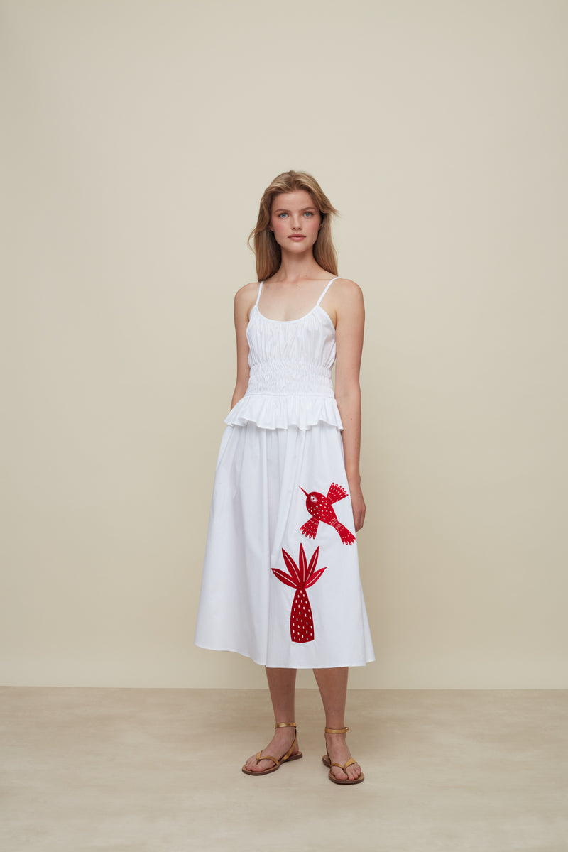 Dayse Birds & Palm White Dress