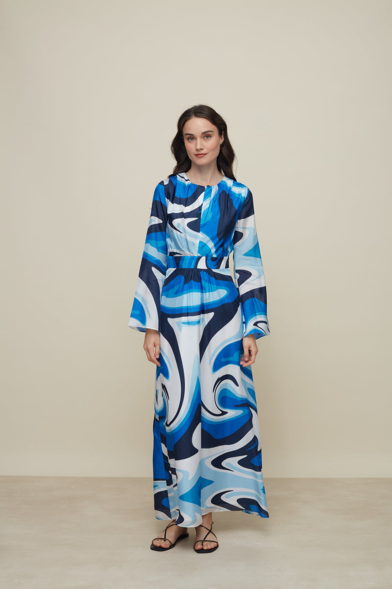 Lavander Liquid Blue Silk Dress