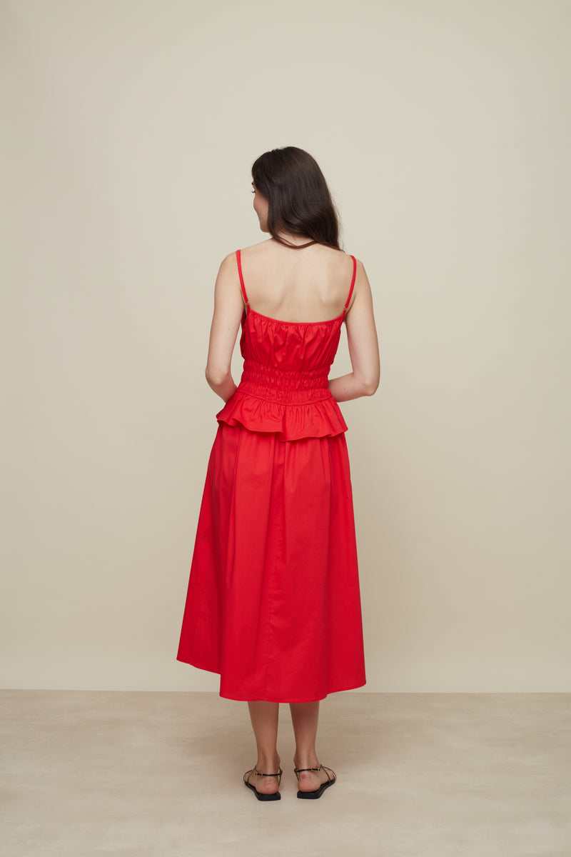 Dayse Birds & Palm Red Dress