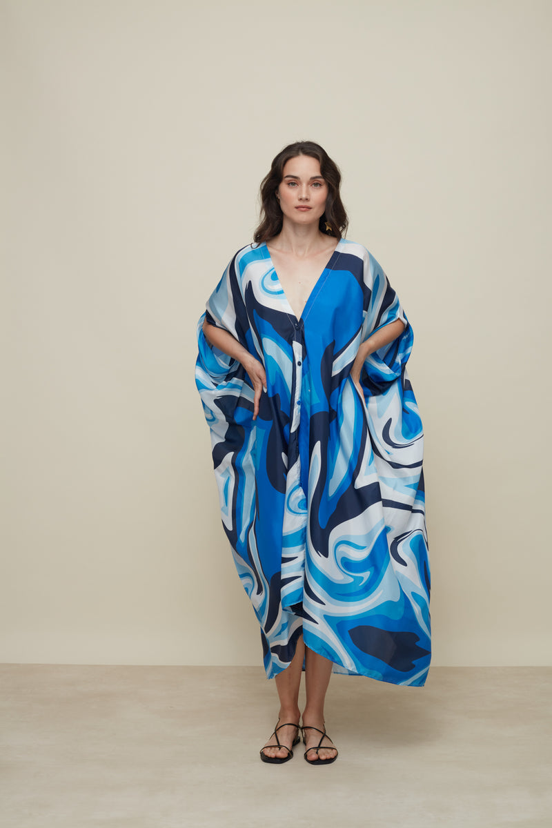 Ilectra Liquid Blue Silk Kaftan