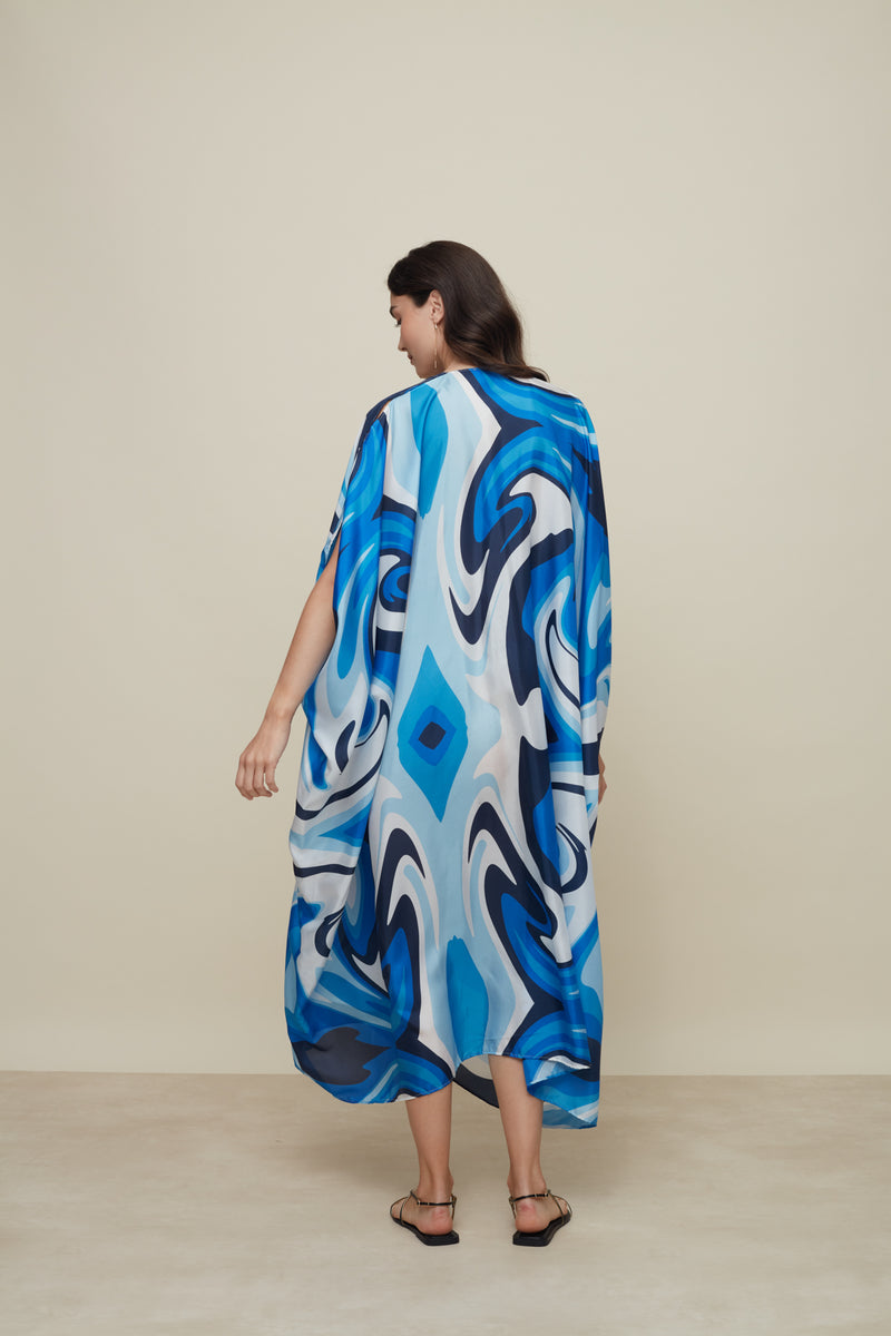 Ilectra Liquid Blue Silk Kaftan