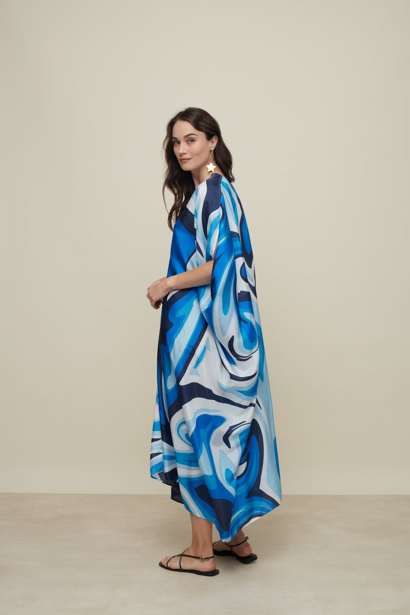 Ilectra Liquid Blue Silk Kaftan