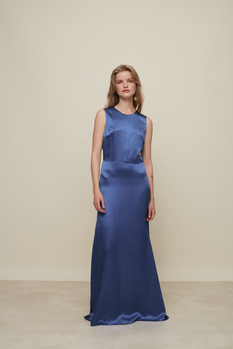 Iris Blue Silk Dress