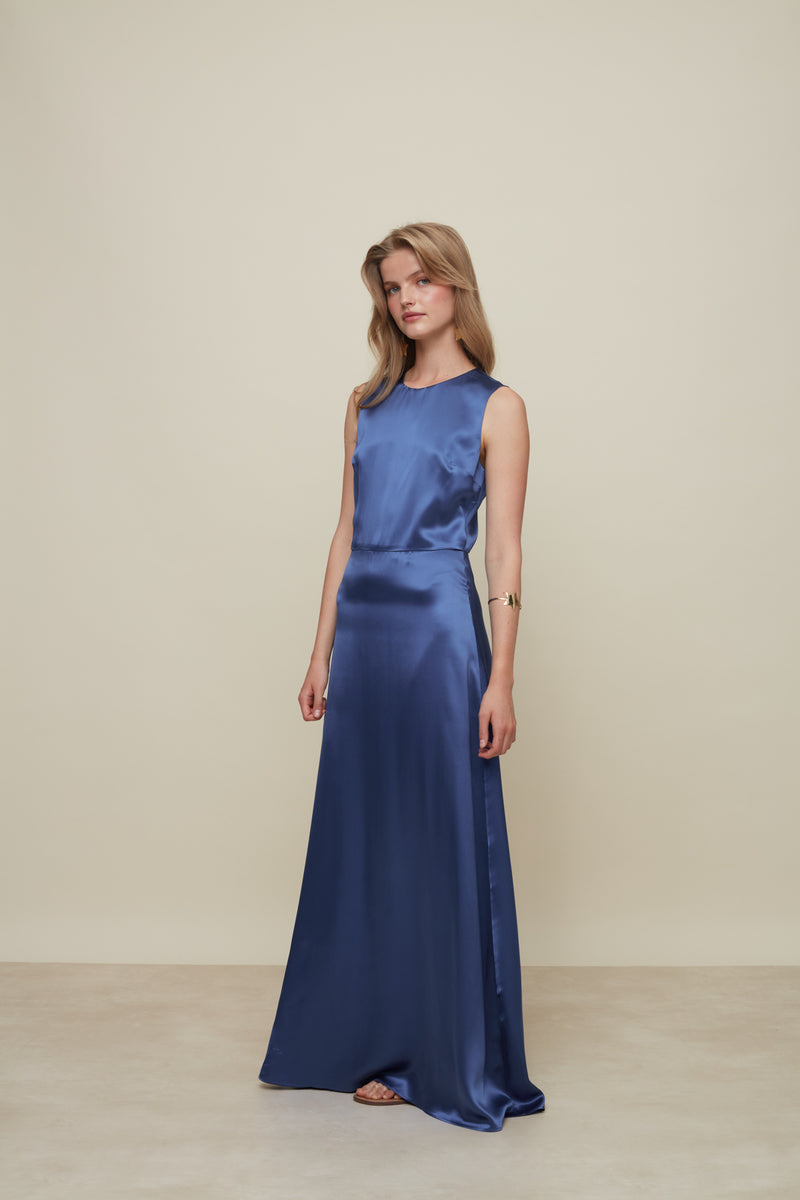 Iris Blue Silk Dress