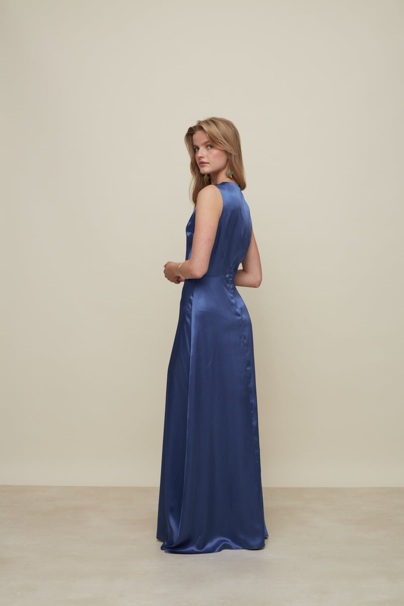 Iris Blue Silk Dress