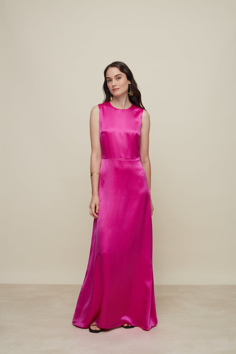 Iris Fucsia Silk Dress