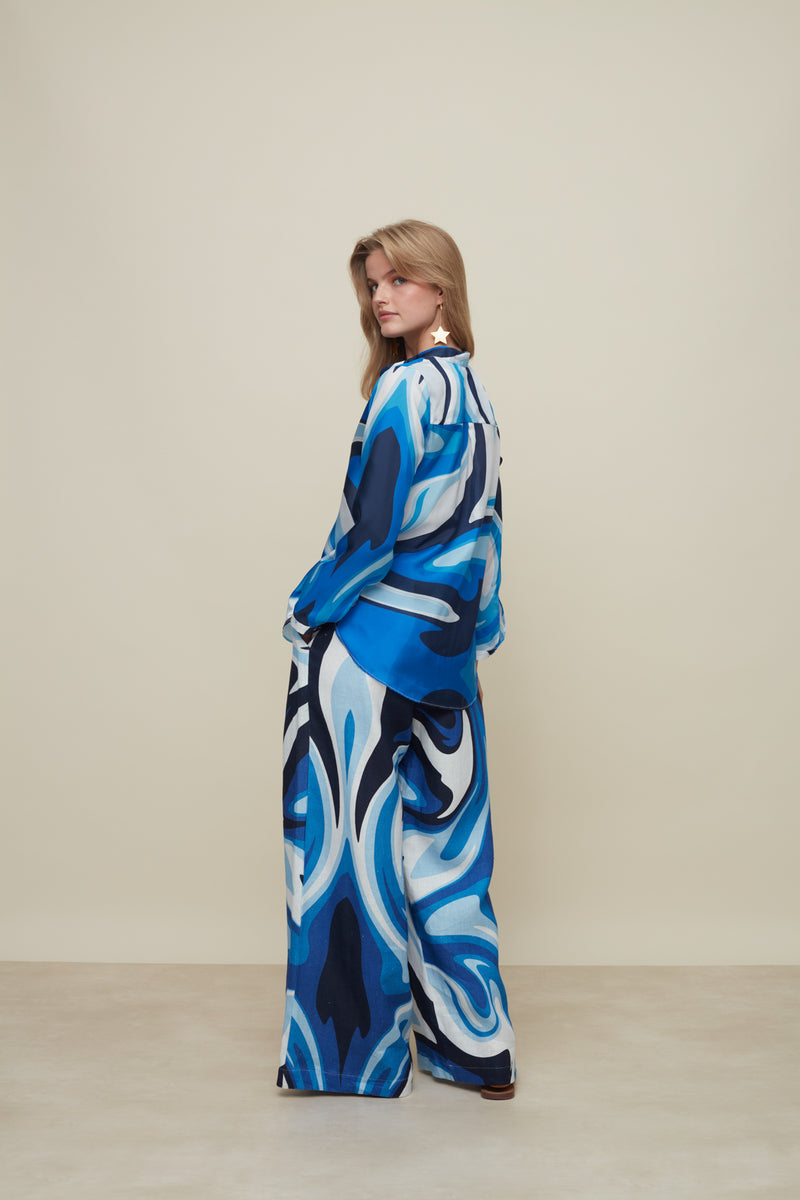 Metis Liquid Blue Silk Shirt