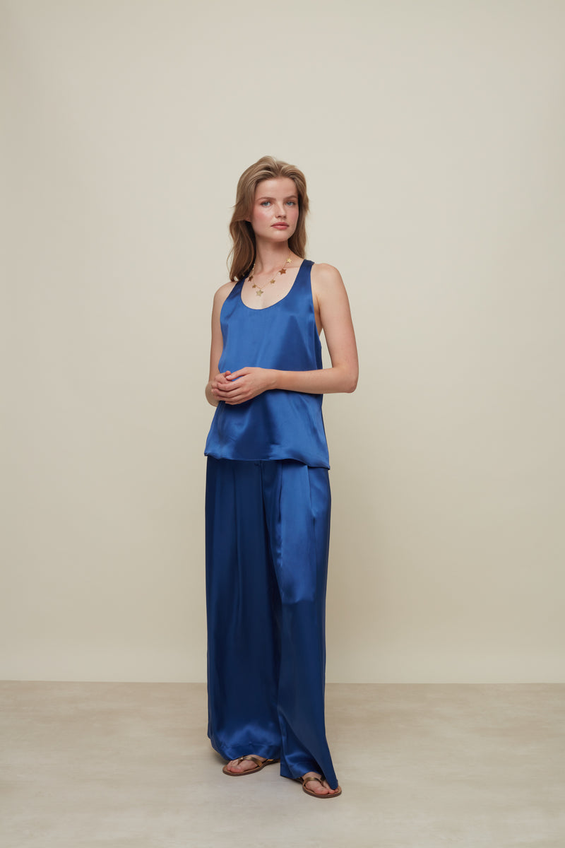 Ipanema Blue Silk Top