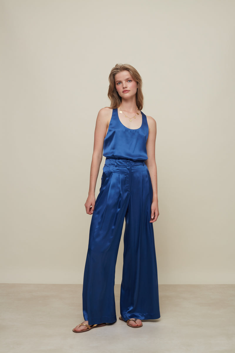 GALERIA-ALEXA BLUE SILK PANTS-JUST BRAZIL