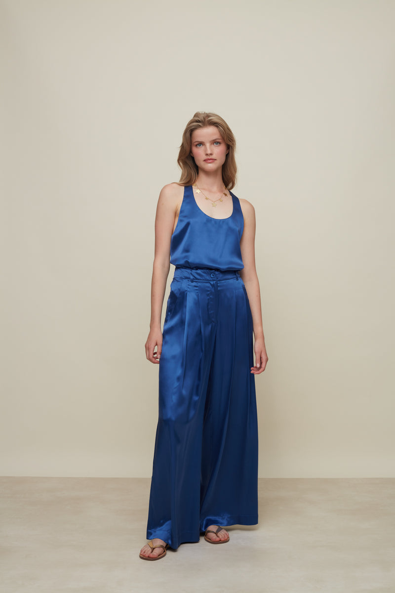 GALERIA-ALEXA BLUE SILK PANTS-JUST BRAZIL