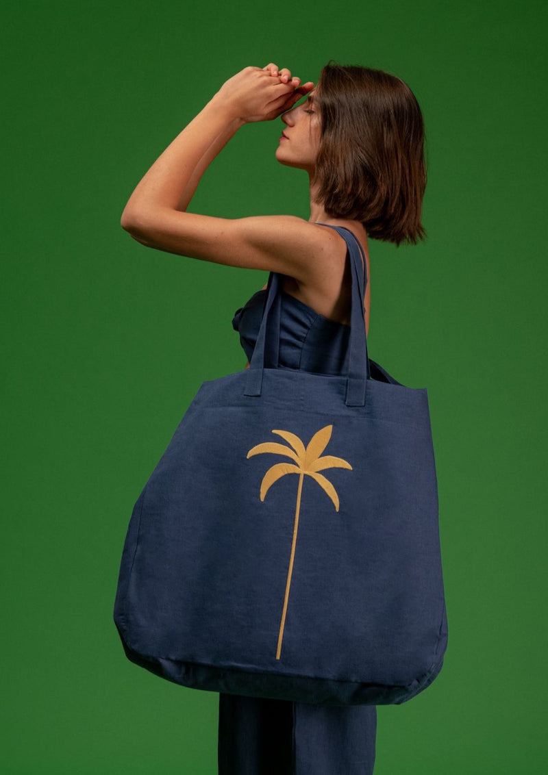 Caraiva Navy Blue Palm Bag