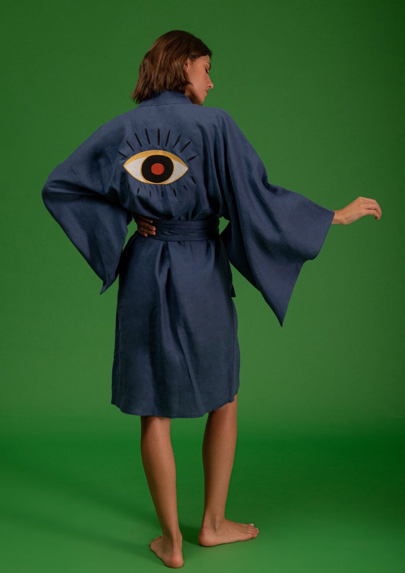 Ginga Navy Blue Eye Kimono